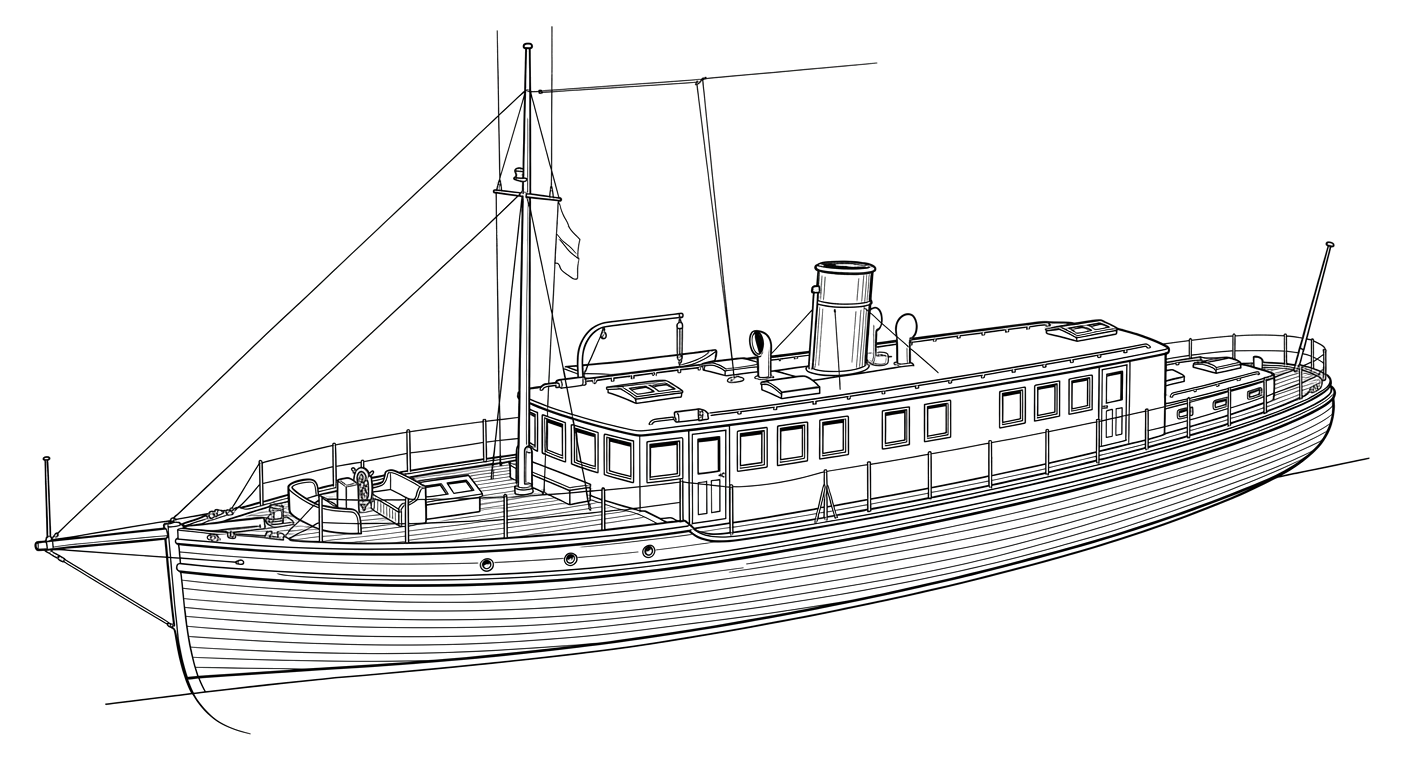 Engraved line drawing of the Kee-O-Mee