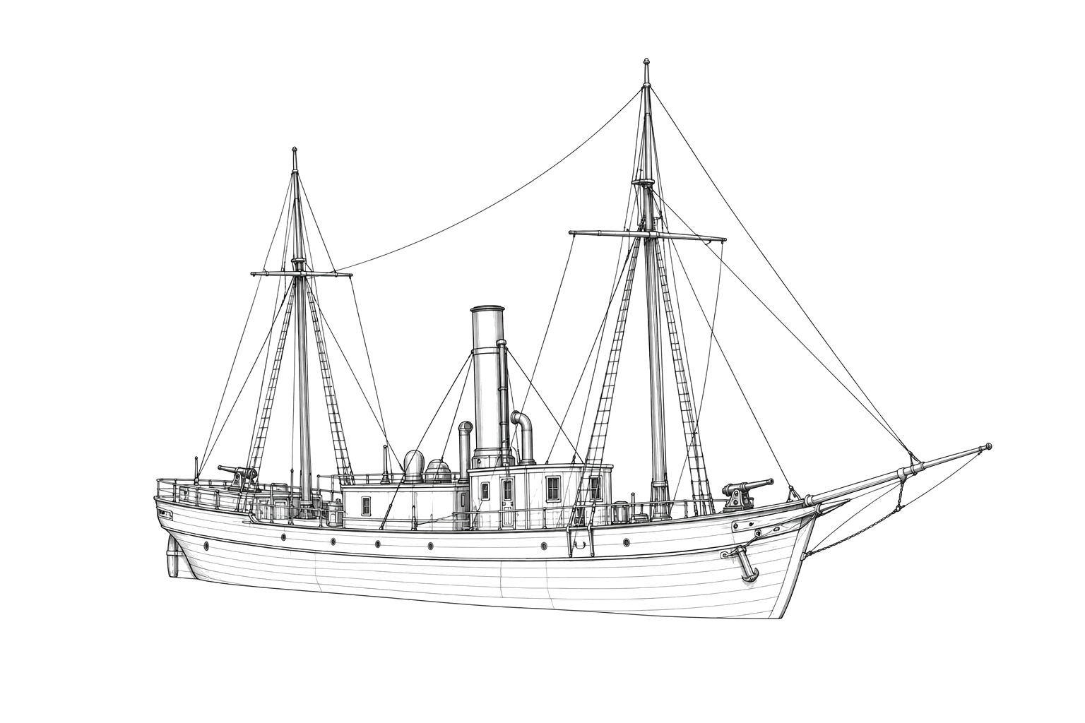 Engraved line drawing of the CSS Columbus