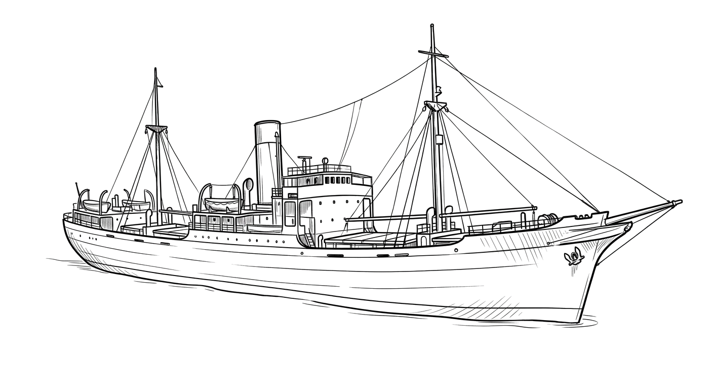 Engraved line drawing of the Harry Lundeberg