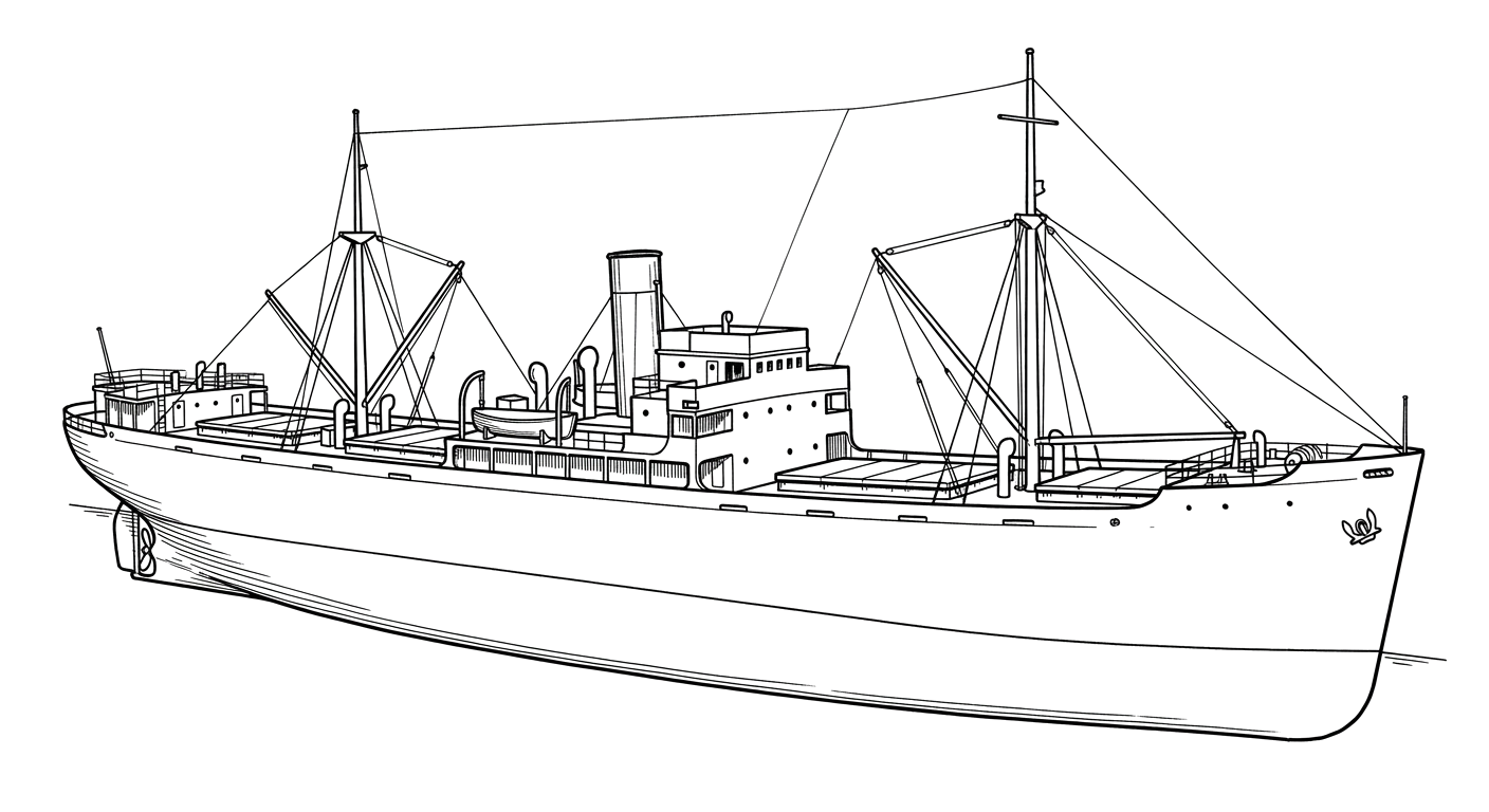 Engraved line drawing of the S.S. Robert Whitman Lesley