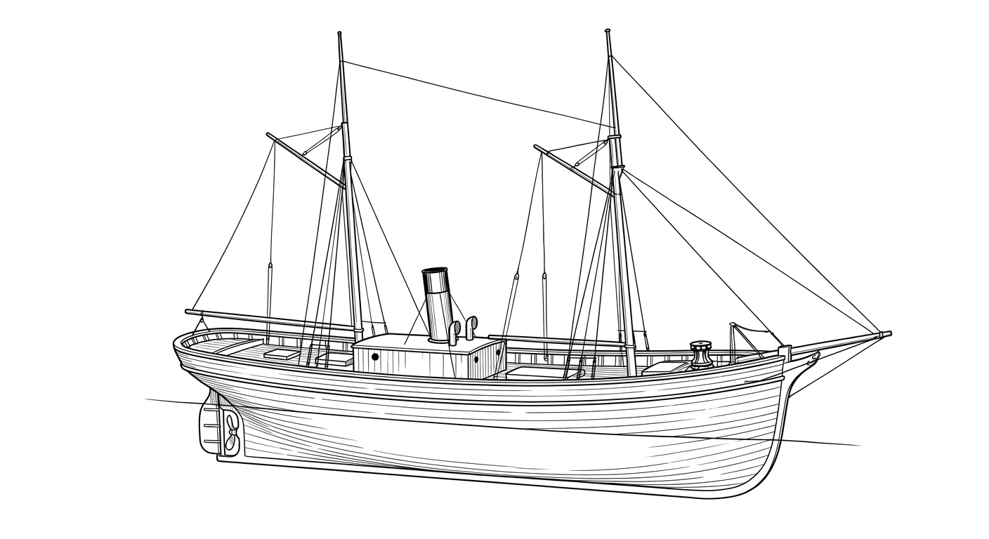 Engraved line drawing of the Mary
