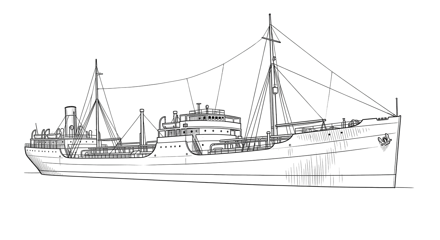 Engraved line drawing of the SS Pan Massachusetts