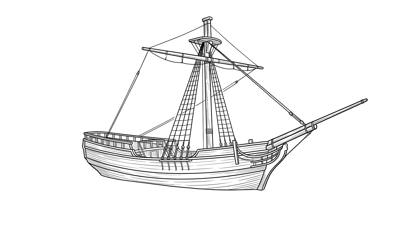 Engraved line drawing of the Cayo Nuevo Shipwreck (Site)