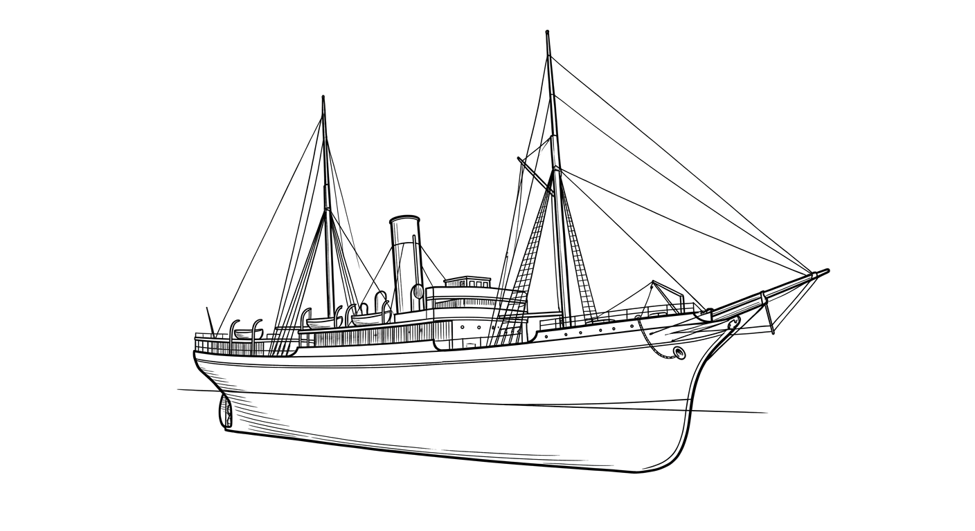 Engraved line drawing of the SS Mariposa