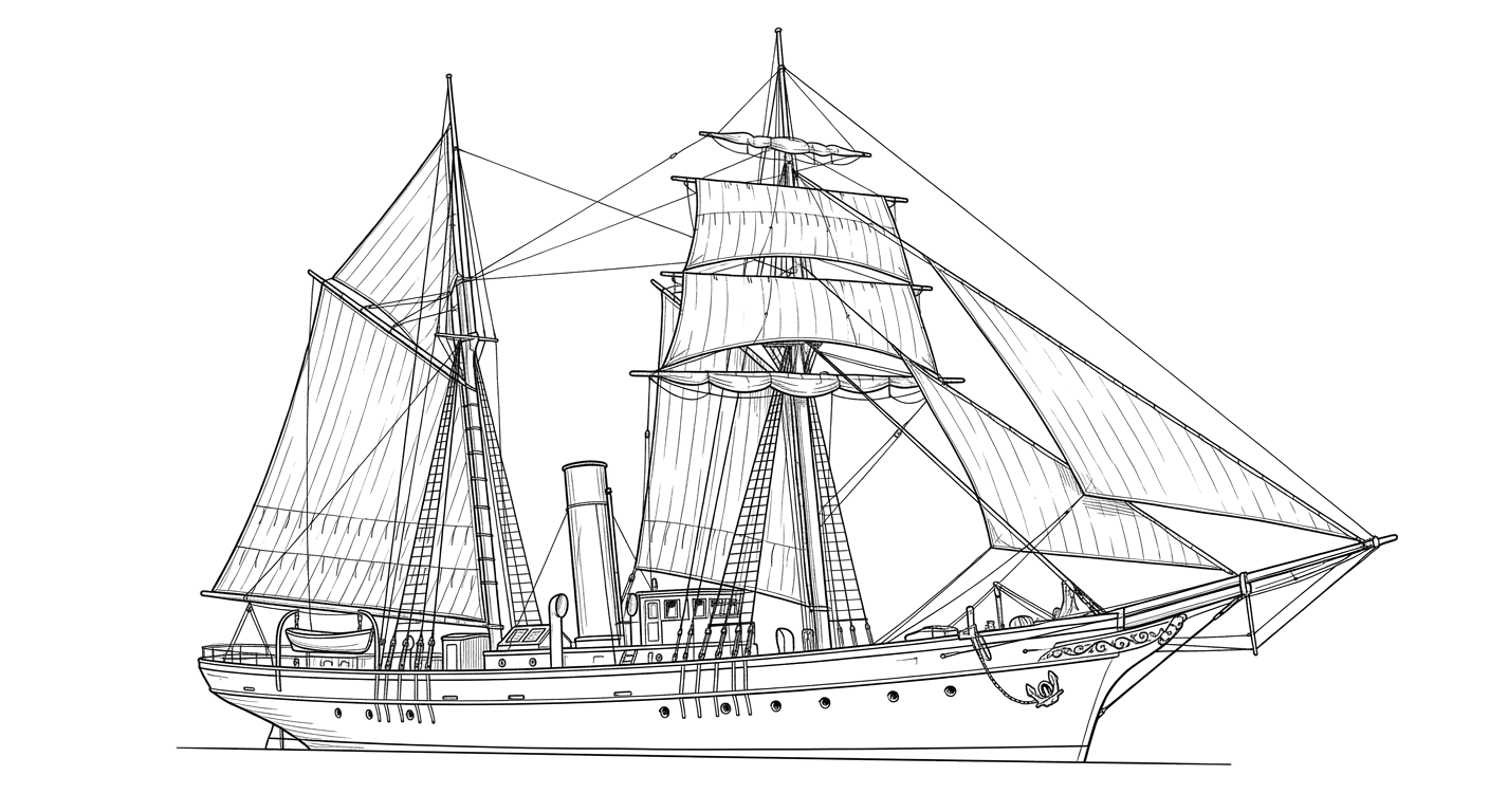 Engraved line drawing of the USRC Albert Gallatin