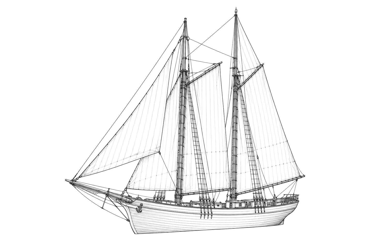 Engraved line drawing of the C.G. Breed