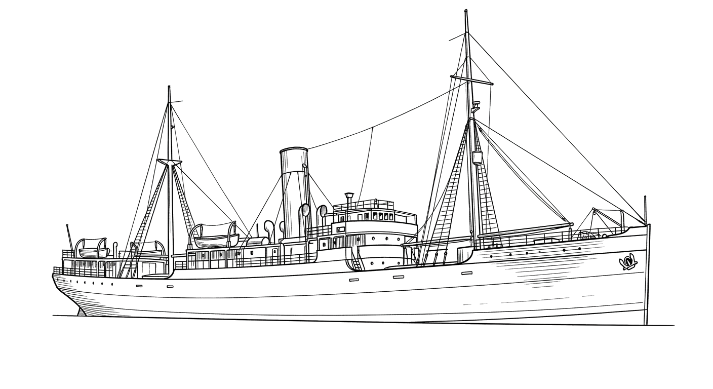 Engraved line drawing of the Carolyn