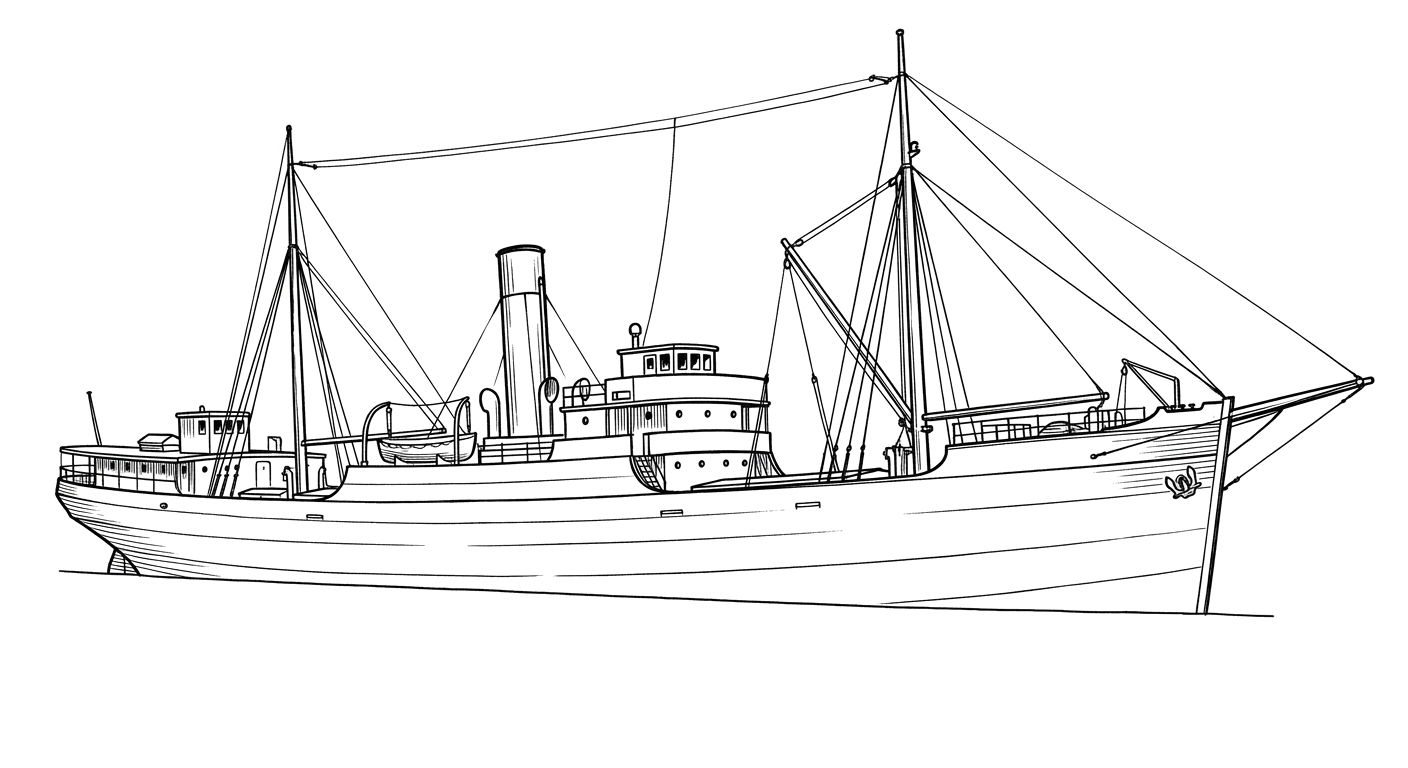 Engraved line drawing of the Alice Gertrude