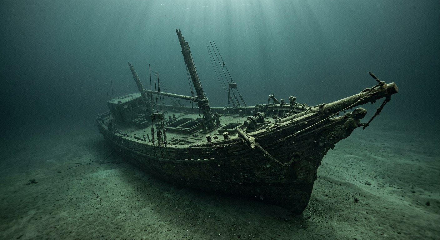Artistic impression of the Rapid (tentatively identified; also known as the Mardi Gras Shipwreck)