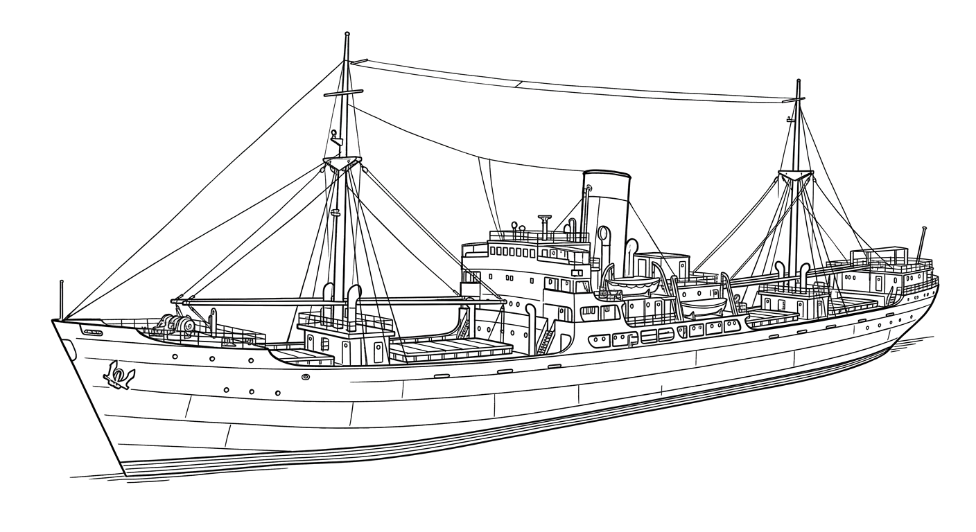 Engraved line drawing of the Prins Willem V