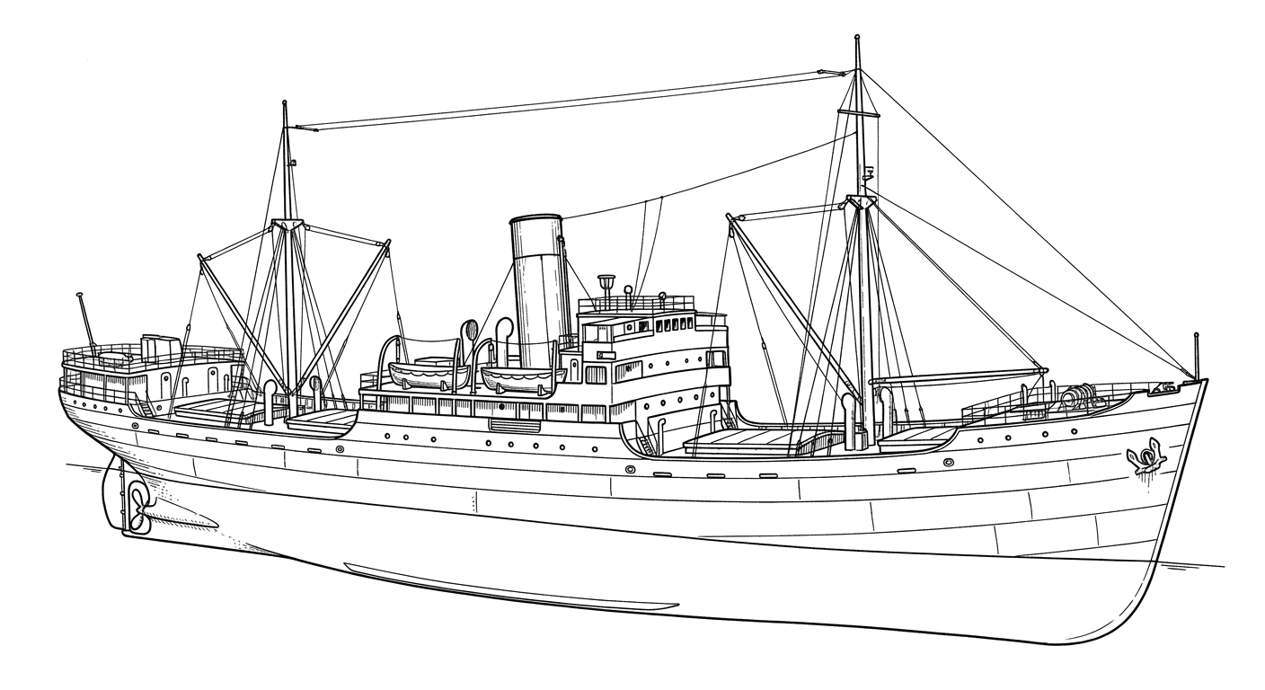 Engraved line drawing of the Bidevind