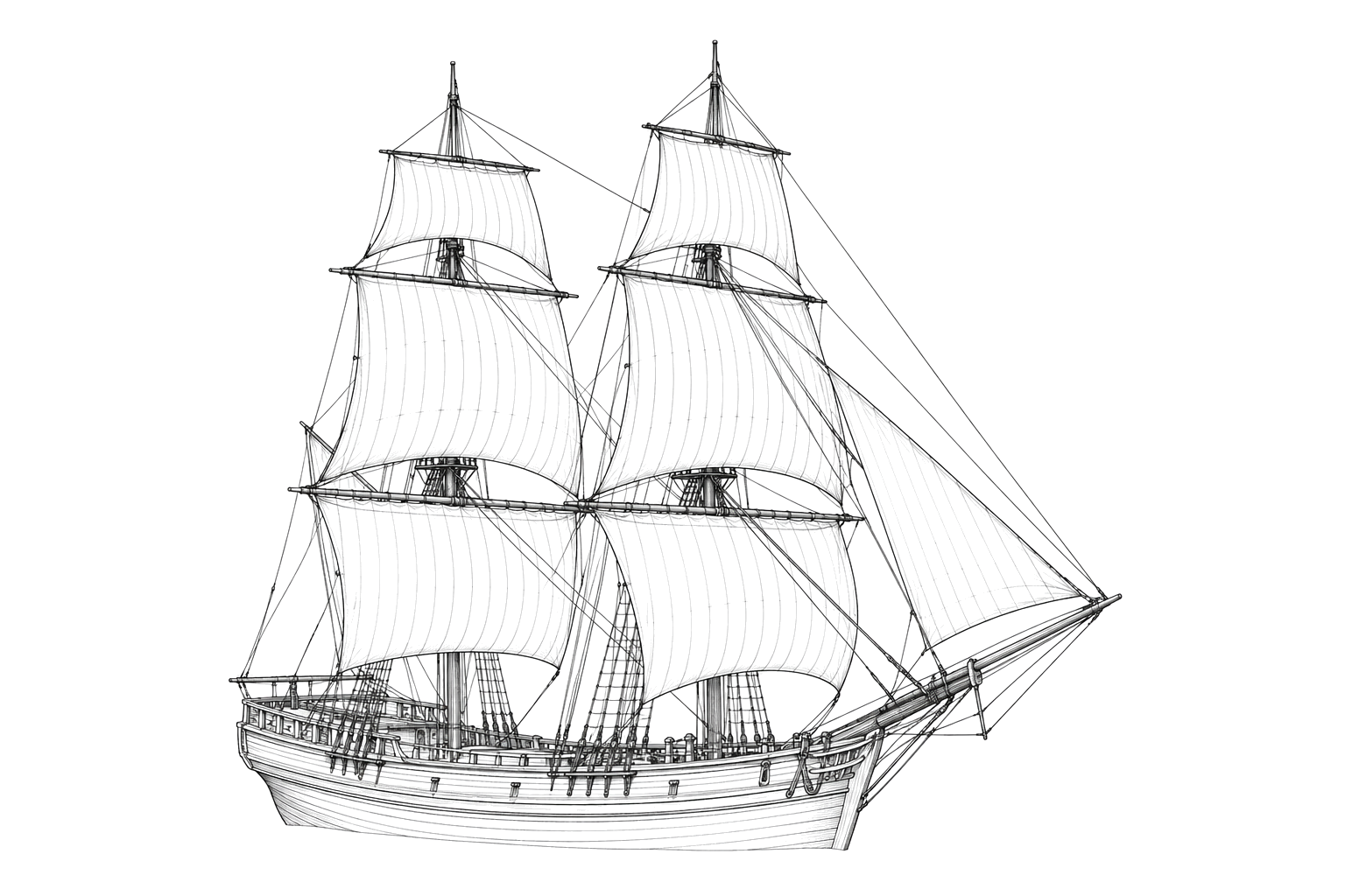 Engraved line drawing of the Merchant