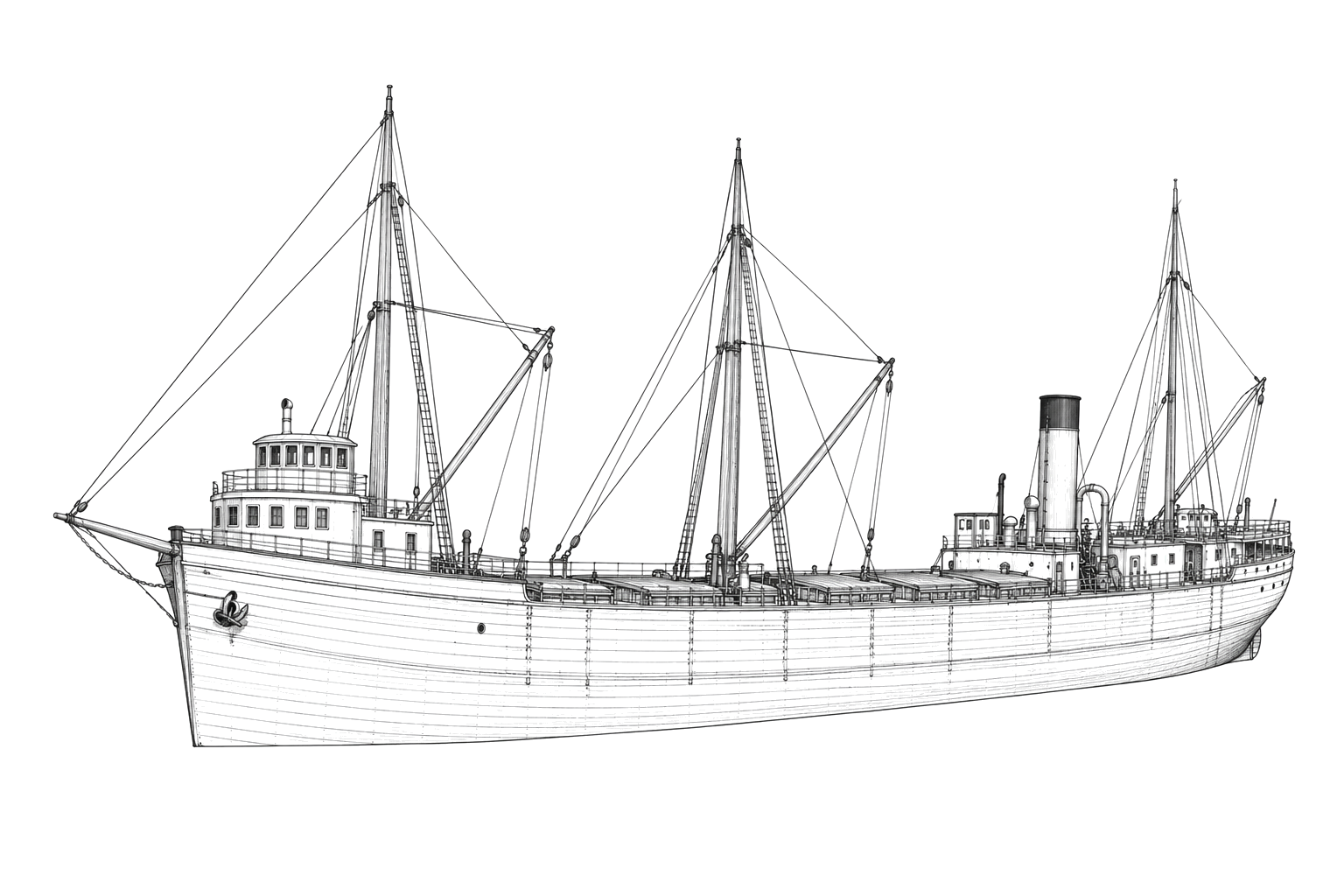 Engraved line drawing of the L.R. Doty