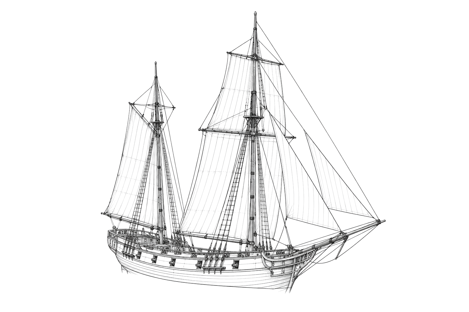 Engraved line drawing of the Margaretta
