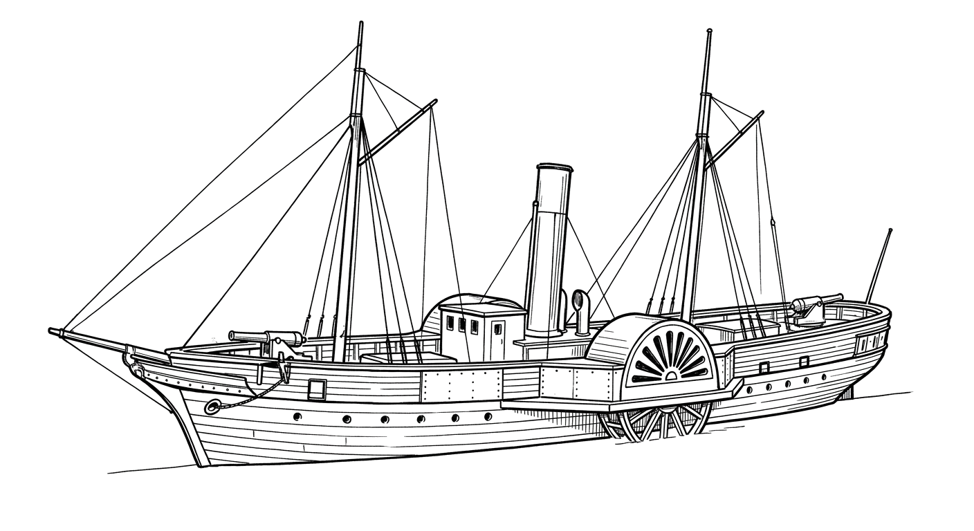 Engraved line drawing of the USS Smith Briggs