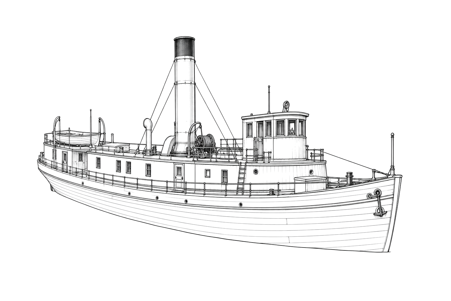 Engraved line drawing of the Thomas Friant