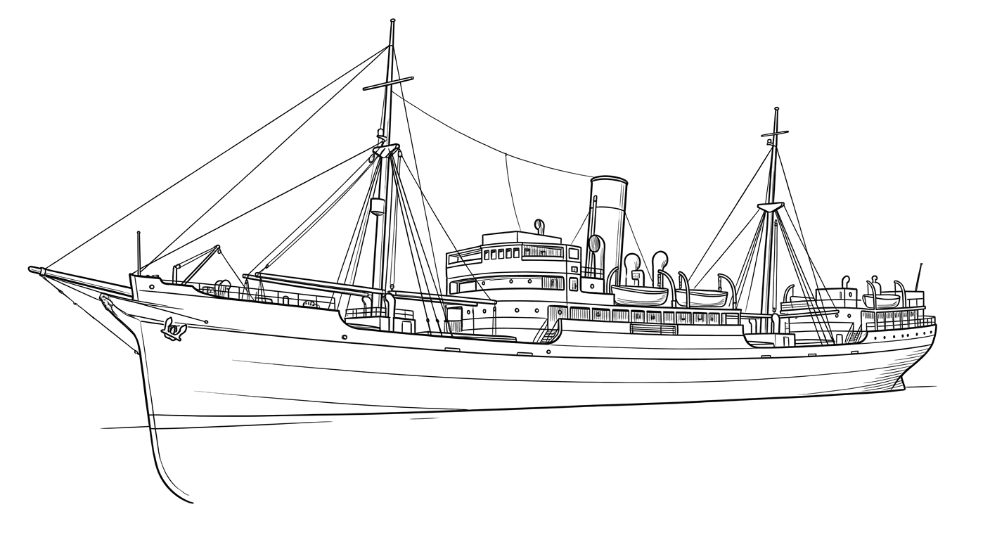 Engraved line drawing of the SS New Jersey