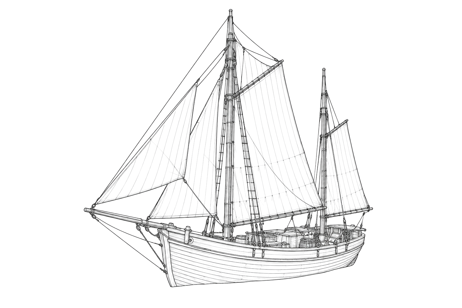 Engraved line drawing of the King Street Vessel