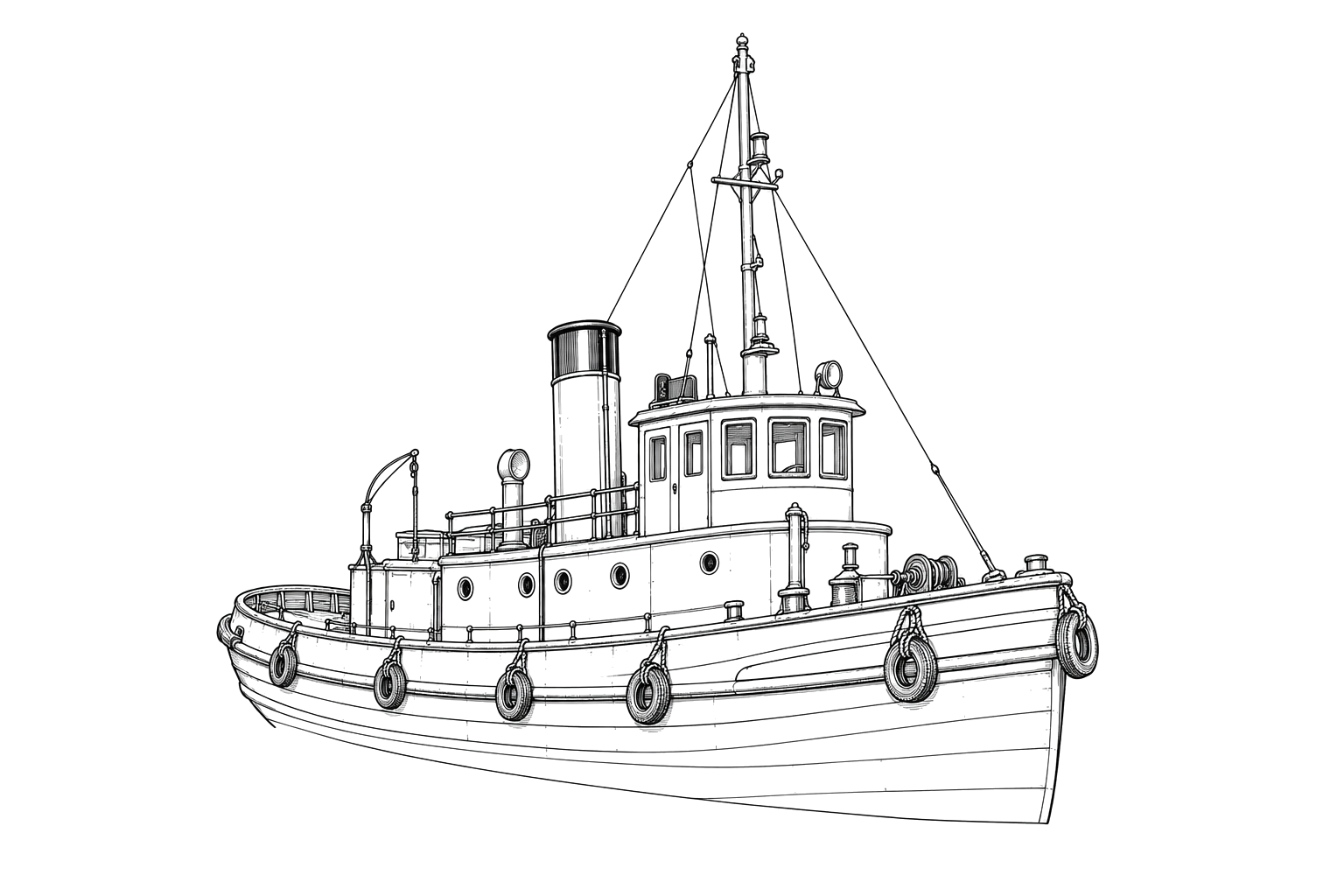 Engraved line drawing of the Jerry