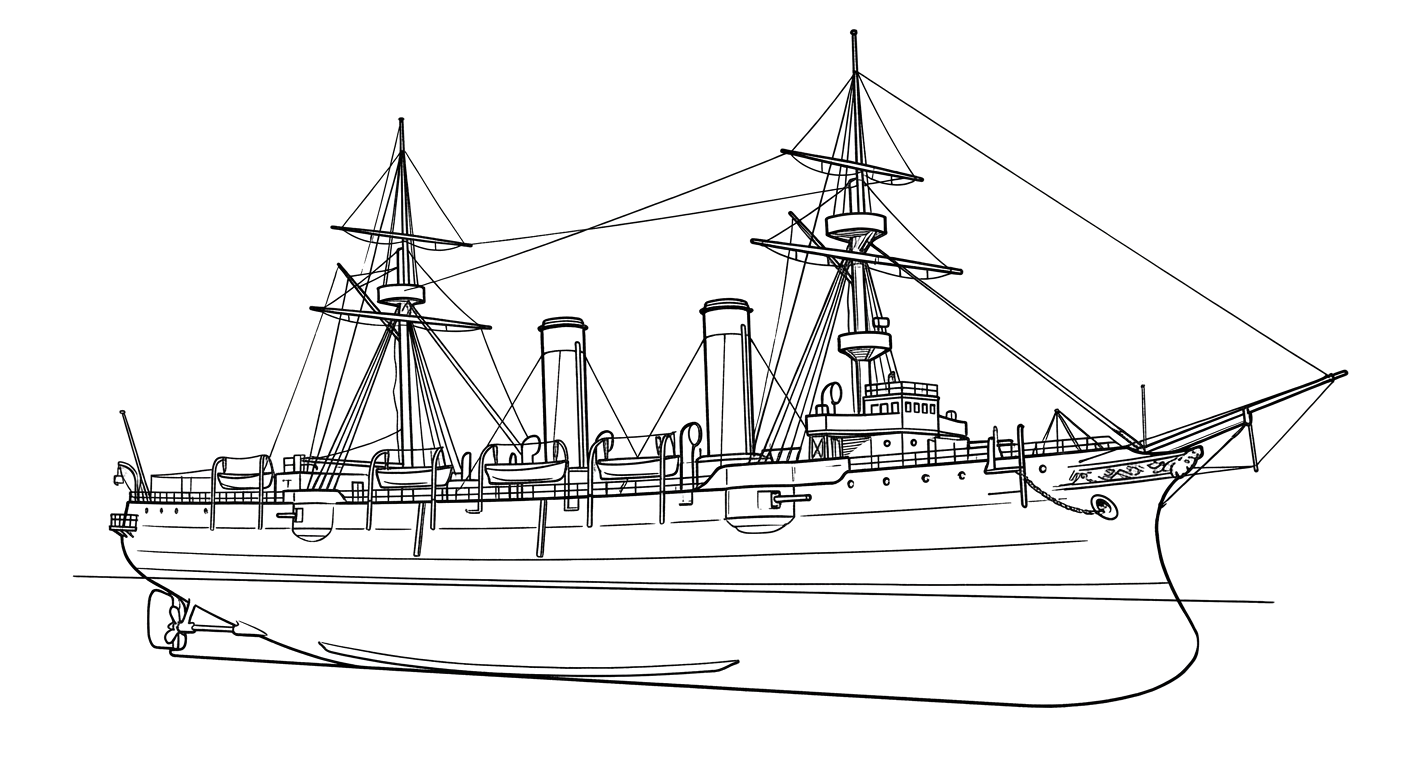Engraved line drawing of the Almirante Oquendo