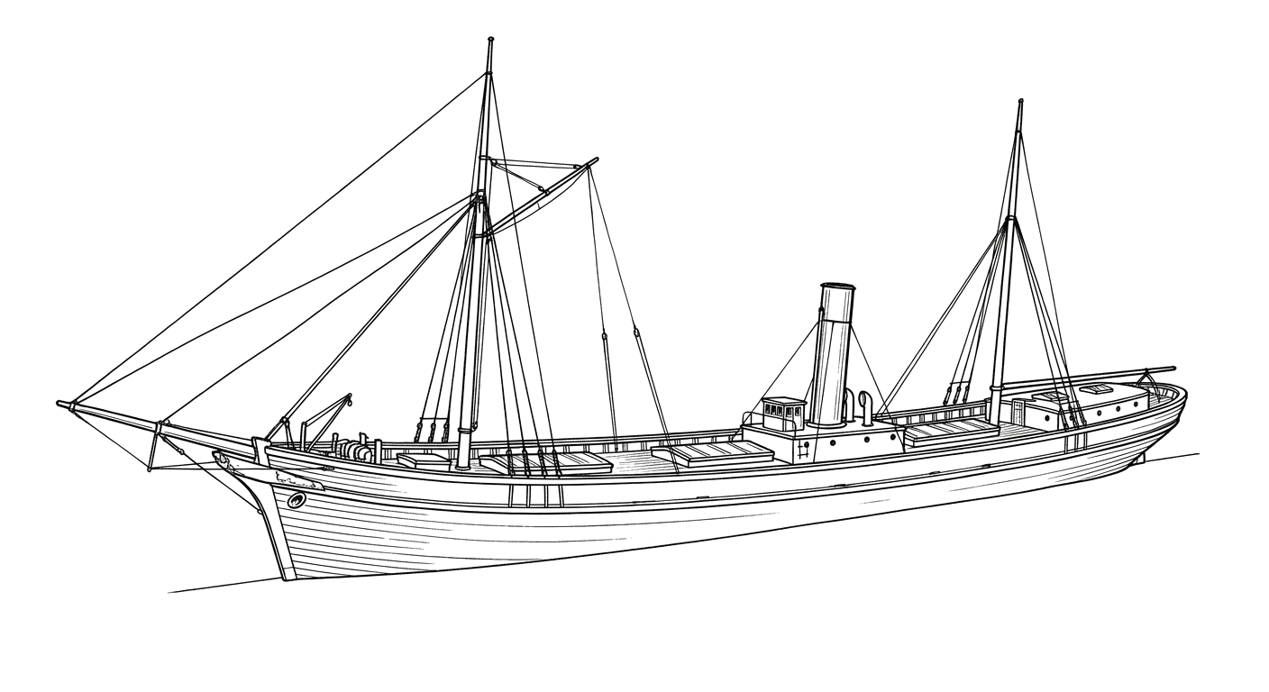 Engraved line drawing of the F.W. Wheeler