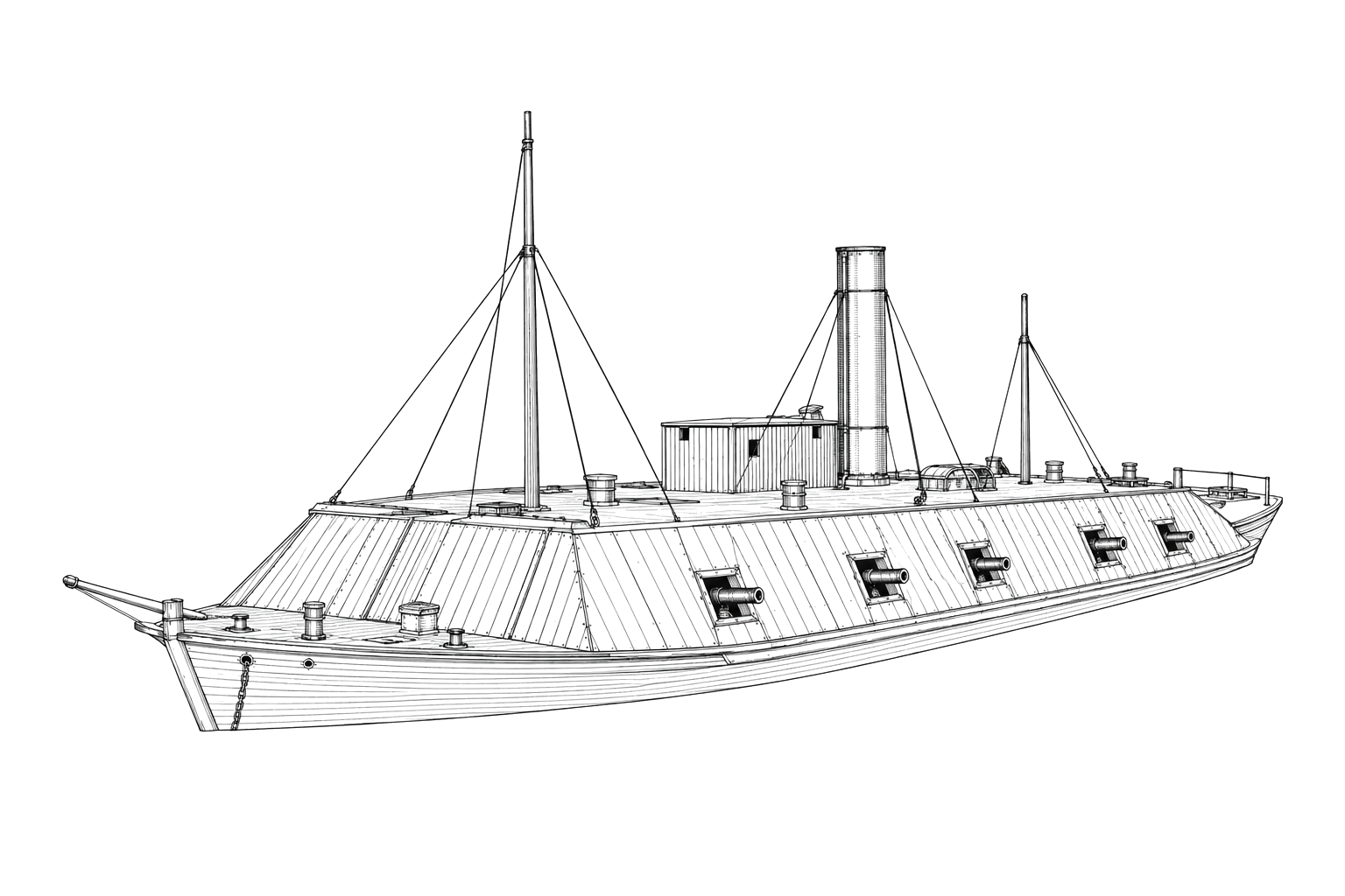 Engraved line drawing of the CSS Phoenix