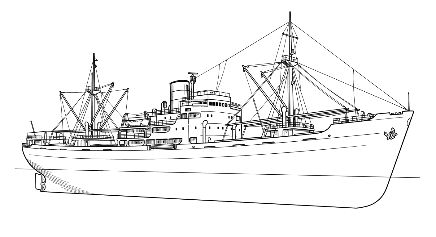 Engraved line drawing of the Manolis L