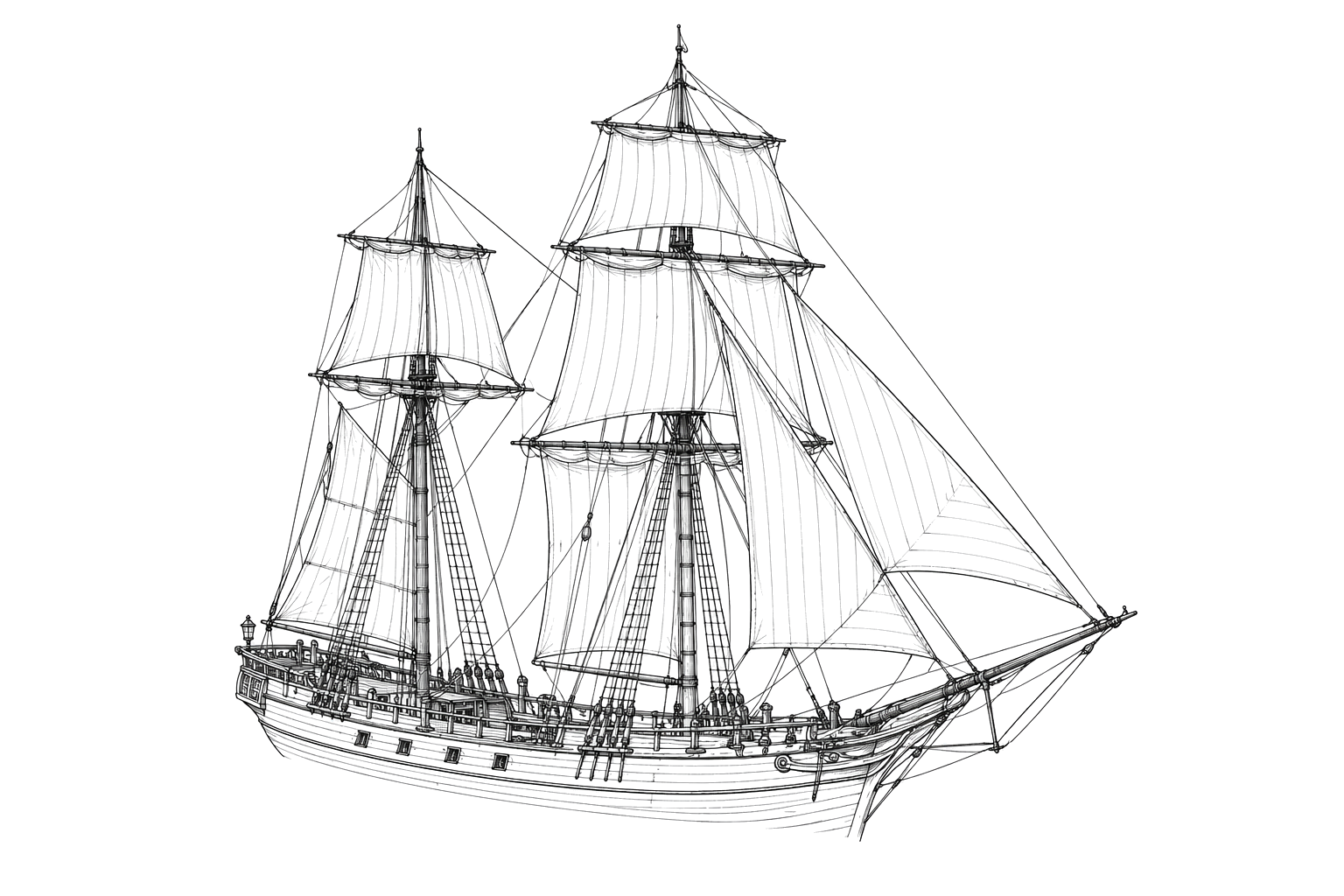 Engraved line drawing of the Sky Rocket