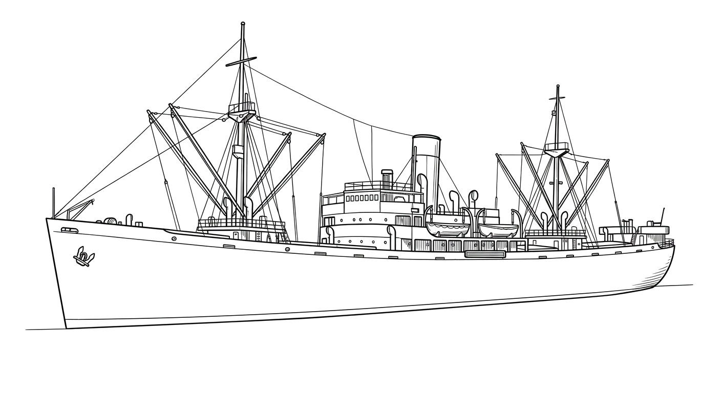 Engraved line drawing of the SS Dominator