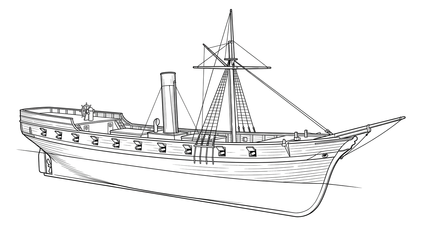 Engraved line drawing of the CSS Stono