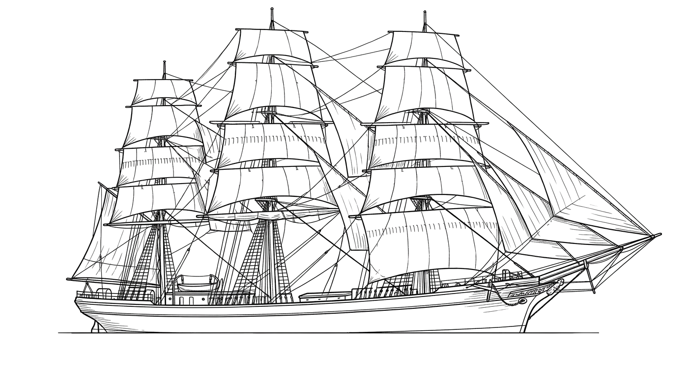 Engraved line drawing of the A.J. Fuller