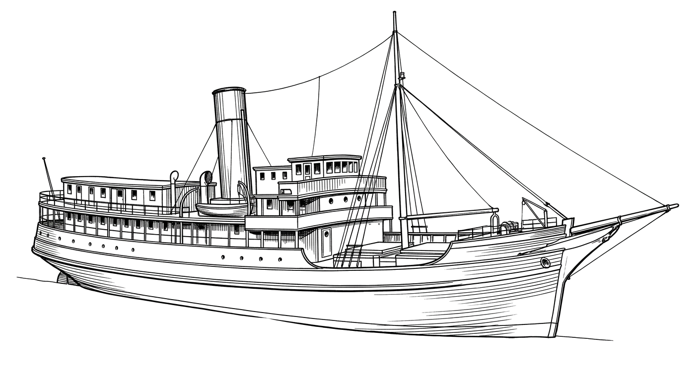 Engraved line drawing of the Virginia