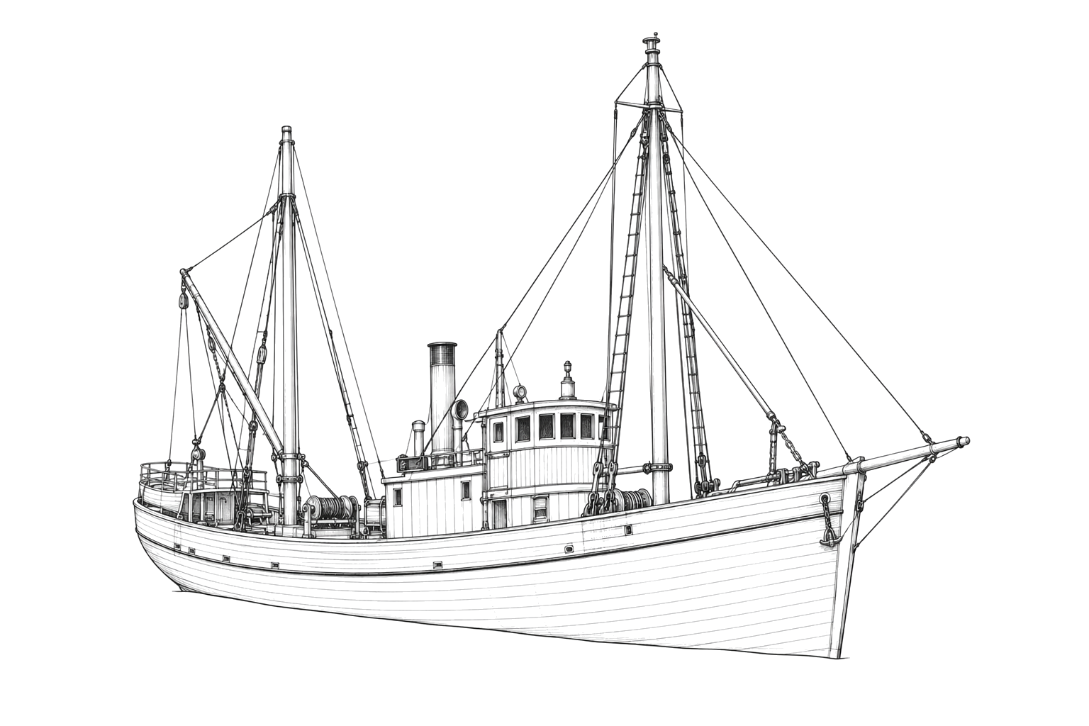 Engraved line drawing of the Mary F. Curtis