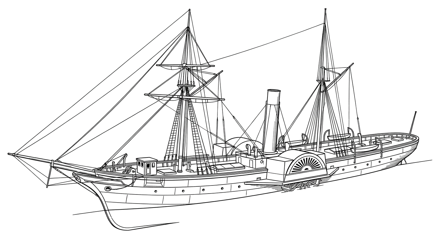 Engraved line drawing of the Denbigh