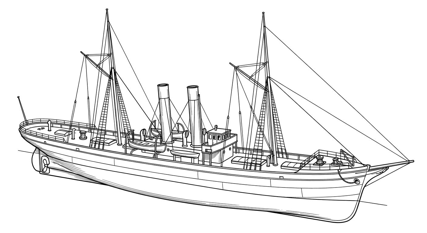 Engraved line drawing of the Vesta