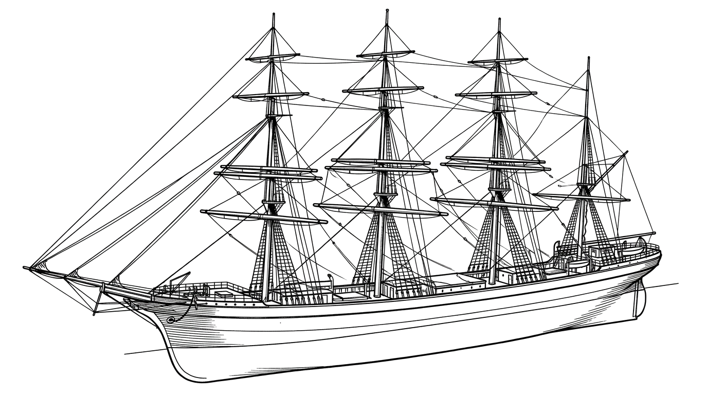 Engraved line drawing of the Sindia