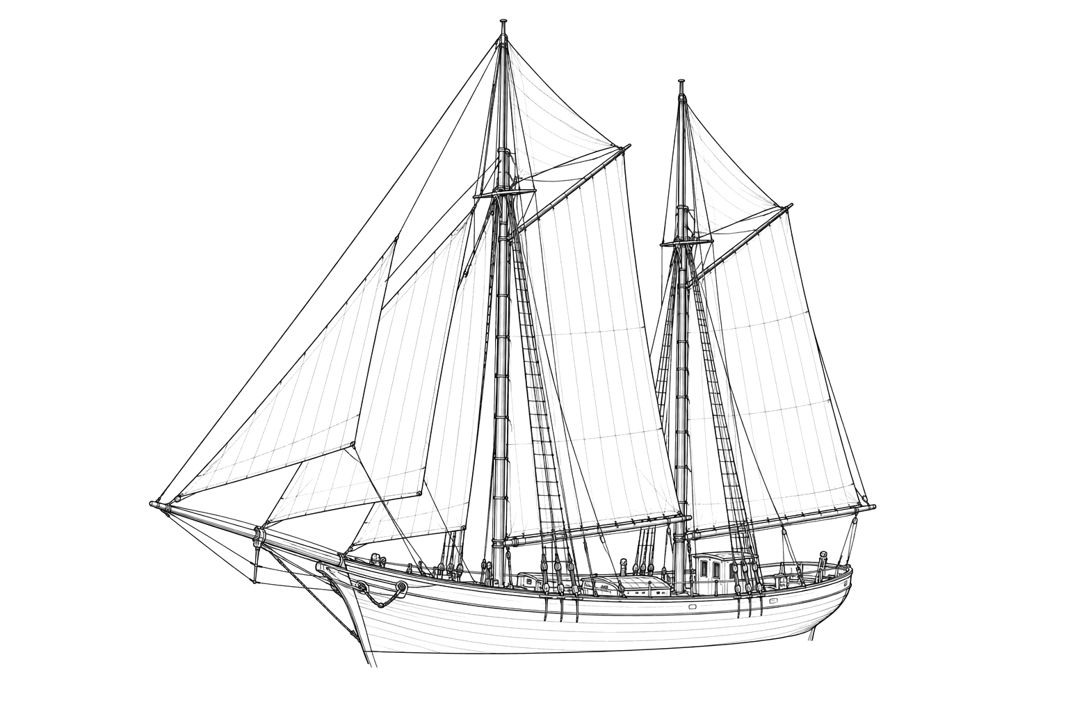 Engraved line drawing of the M.F. Merrick