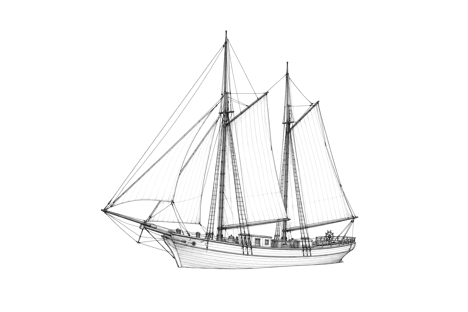 Engraved line drawing of the Annie Dall