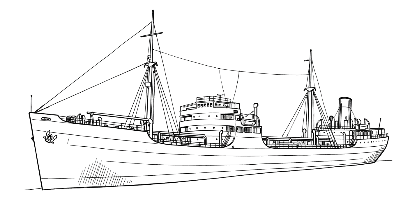 Engraved line drawing of the SS Empire Gem