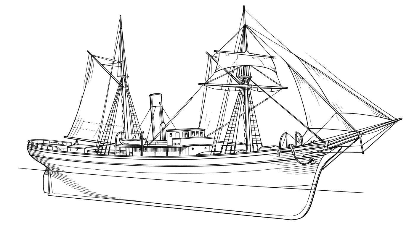 Engraved line drawing of the Comet