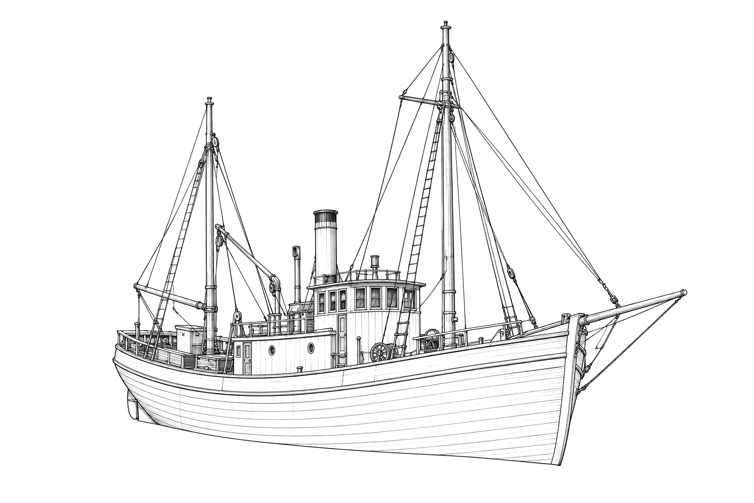 Engraved line drawing of the Onward Ho
