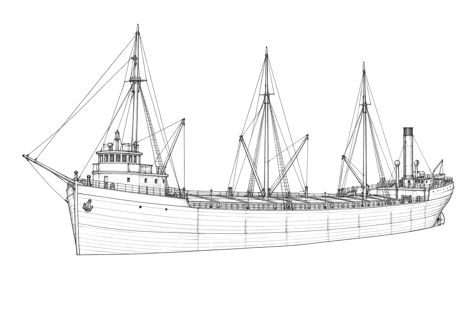 Engraved line drawing of the John B. Lyon