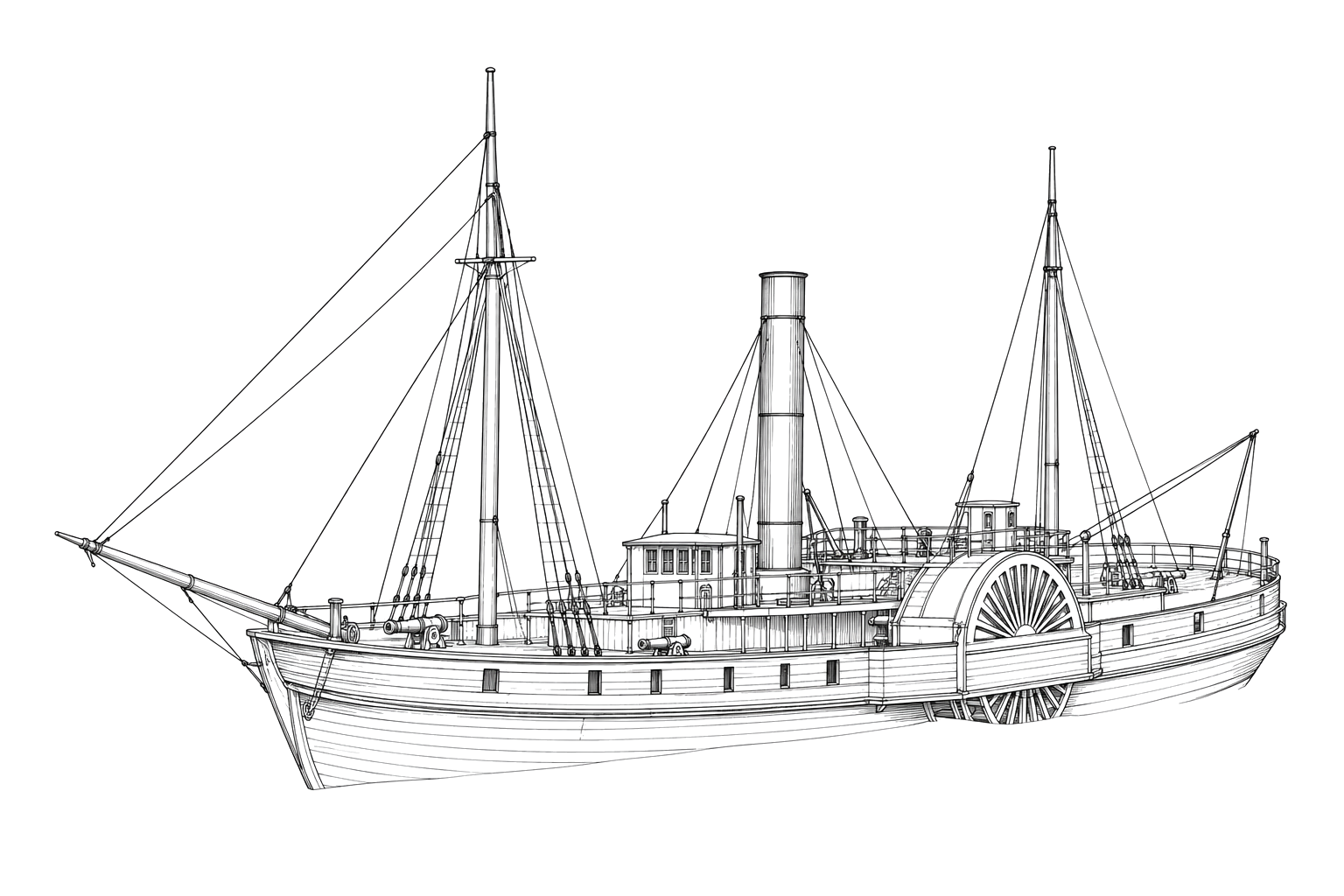 Engraved line drawing of the CSS Water Witch