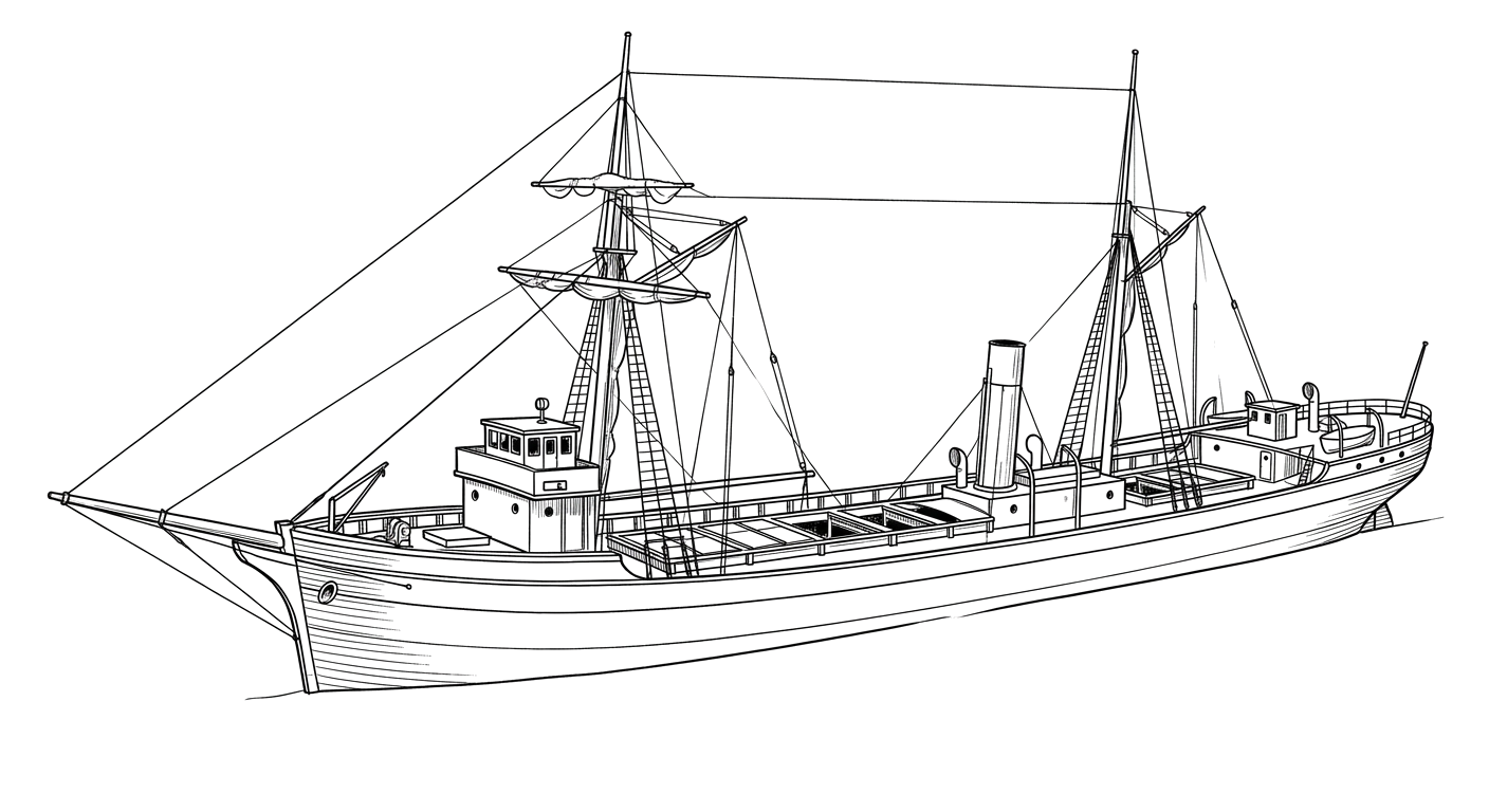Engraved line drawing of the Alex Nimick
