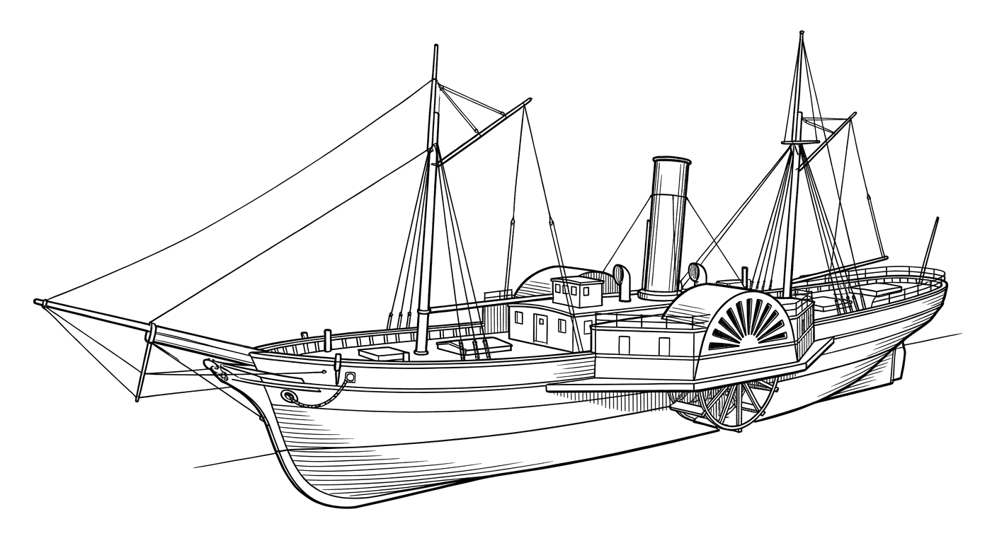 Engraved line drawing of the USCS Robert J. Walker
