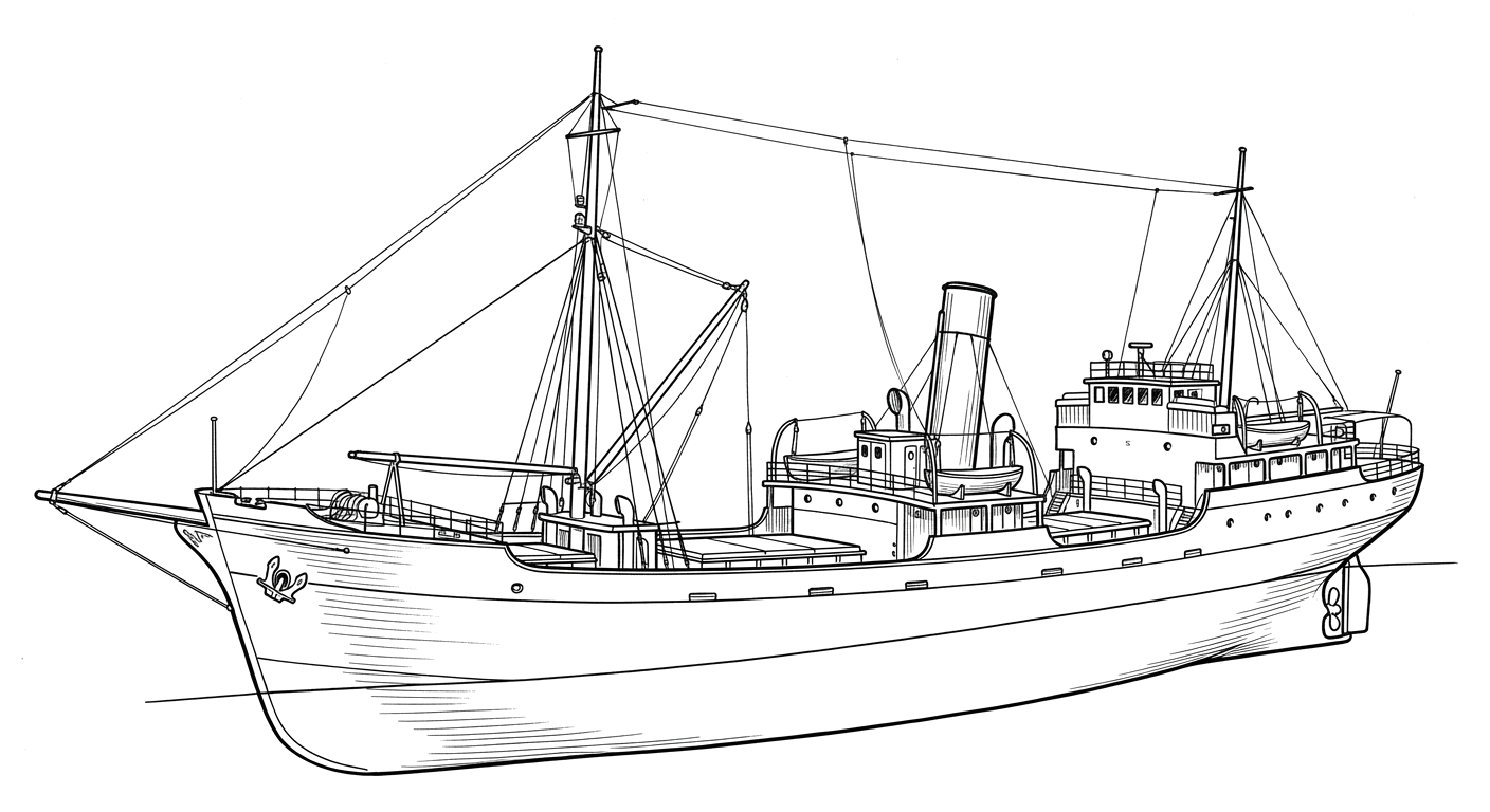 Engraved line drawing of the Hickory