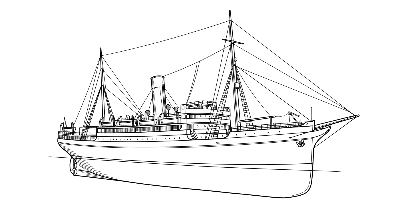 Engraved line drawing of the SS Florizel