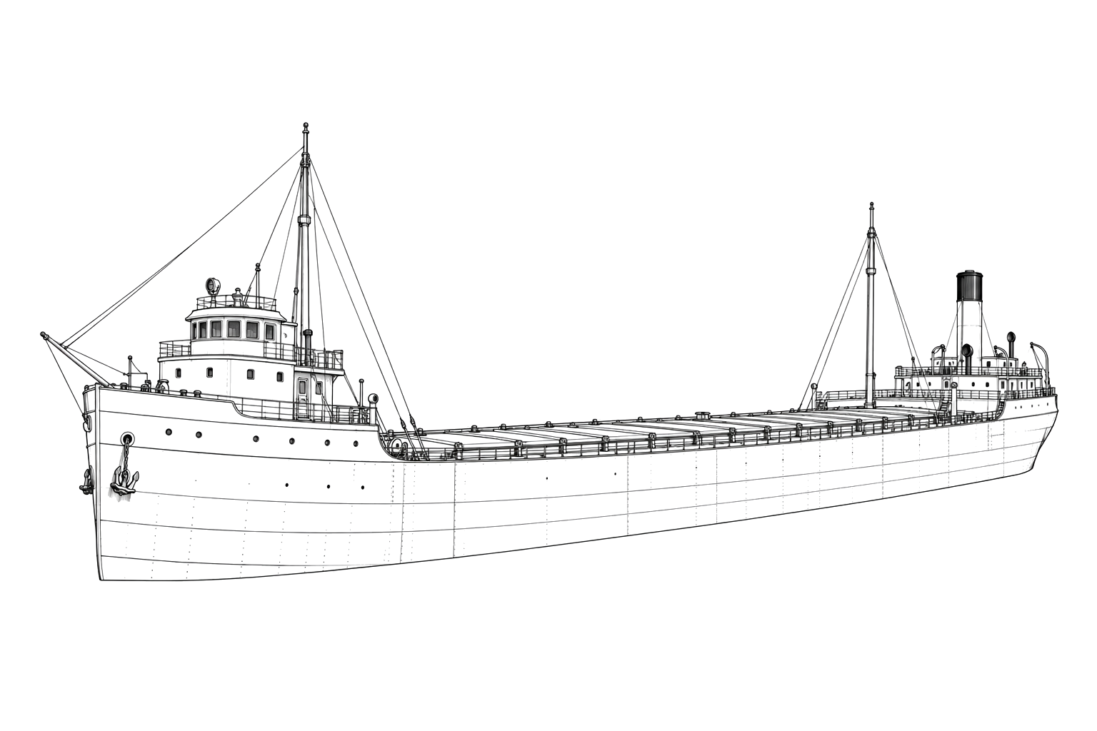 Engraved line drawing of the John A. McGean