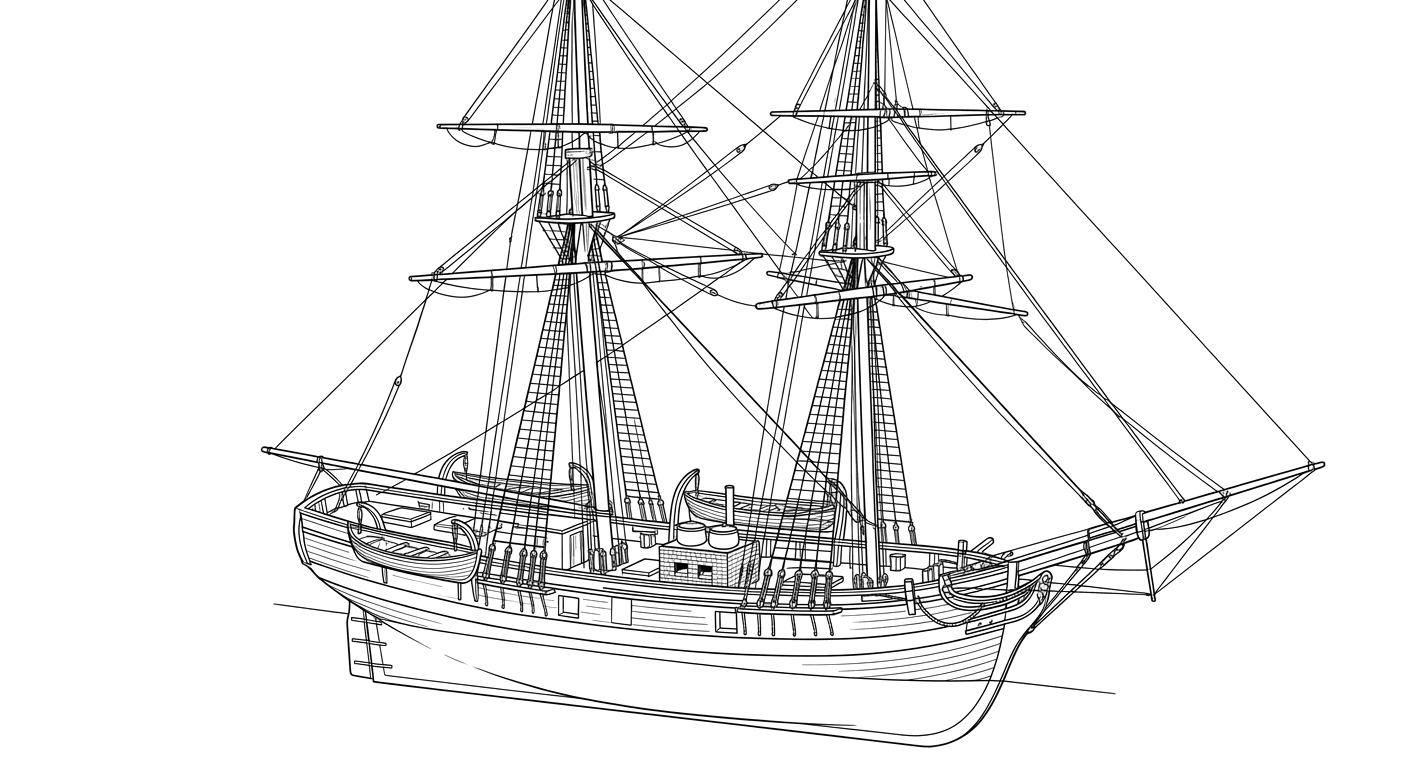 Engraved line drawing of the Industry