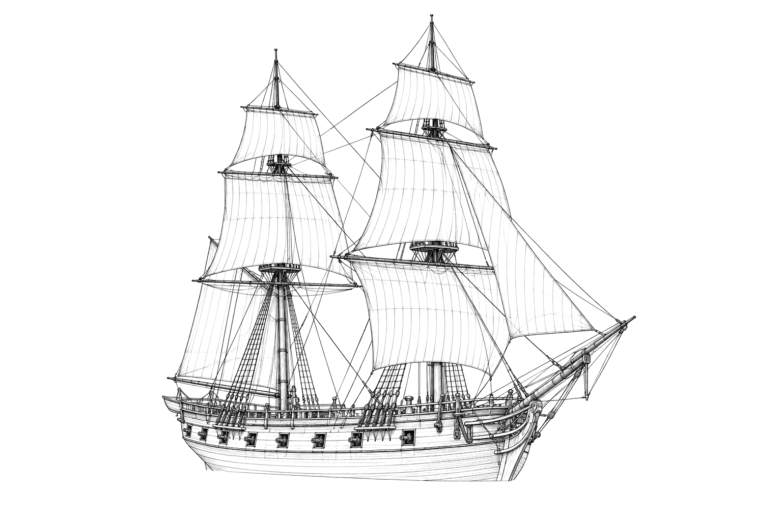 Engraved line drawing of the HMS Sylph
